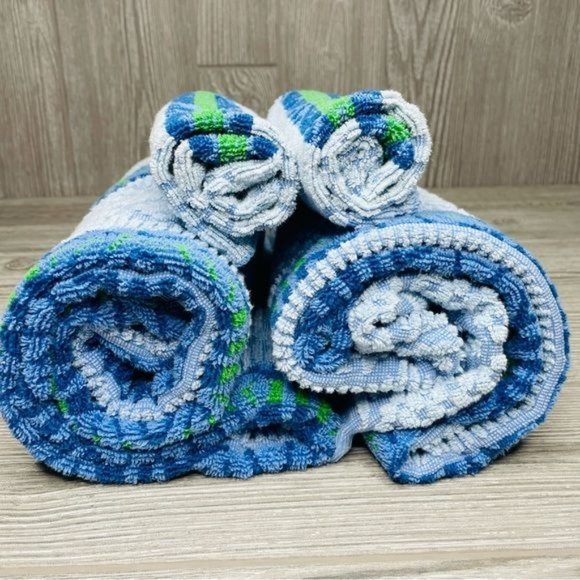 Vintage spring maid bath towels and face cloths 2 towels 2 face cloths blue - Picture 7 of 8